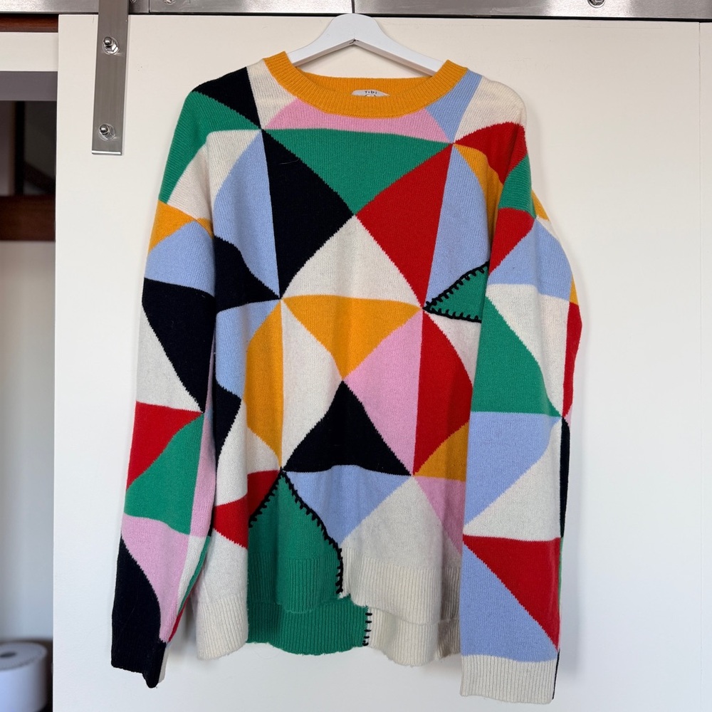 Tibi Patchwork Intarsia Sweater - Picture 2 of 9